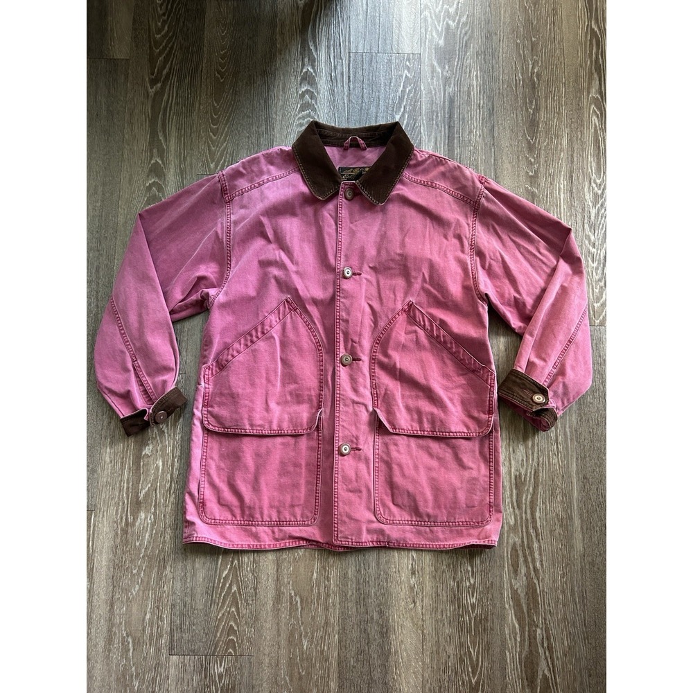 VTG Eddie Bauer Barn Chore Work Coat Jacket Faded Pink Oarsman 90s Outdoor